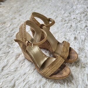 Stuart Weitzman Jezebel Size 8 Cork Wedge Sandals